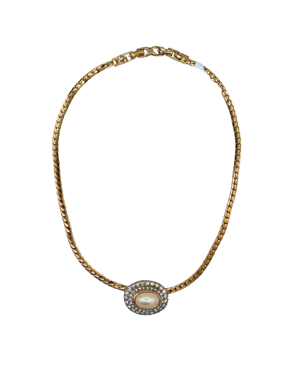 Nina Ricci Vintage Pearl & Crystal Halo Gold-Tone Necklace