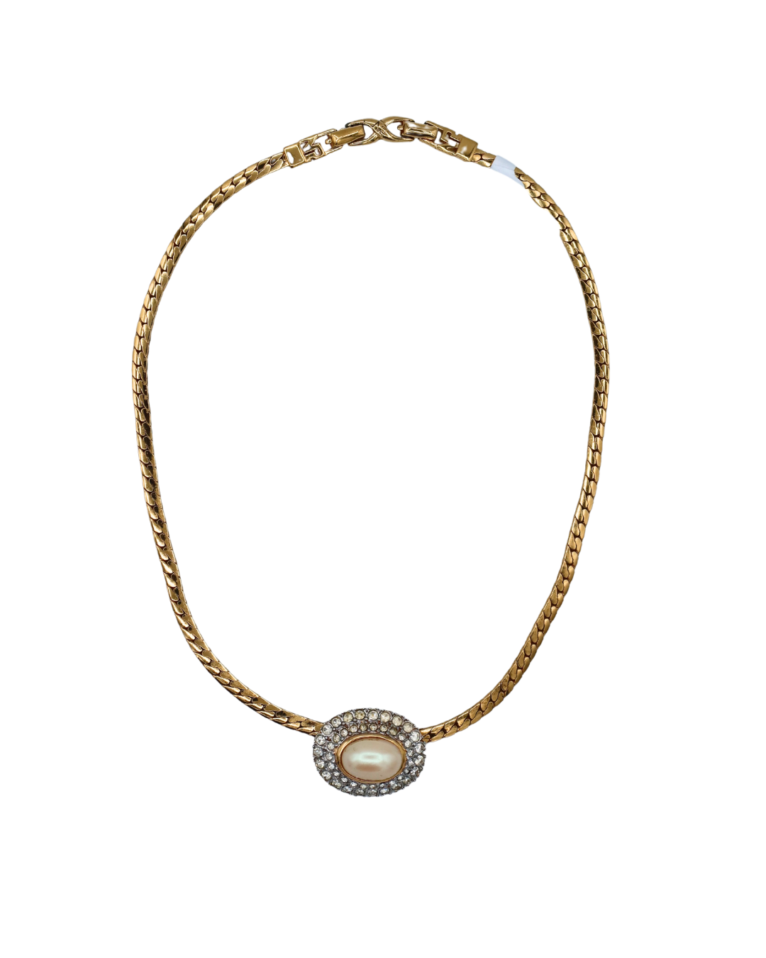 Nina Ricci Vintage Pearl & Crystal Halo Gold-Tone Necklace