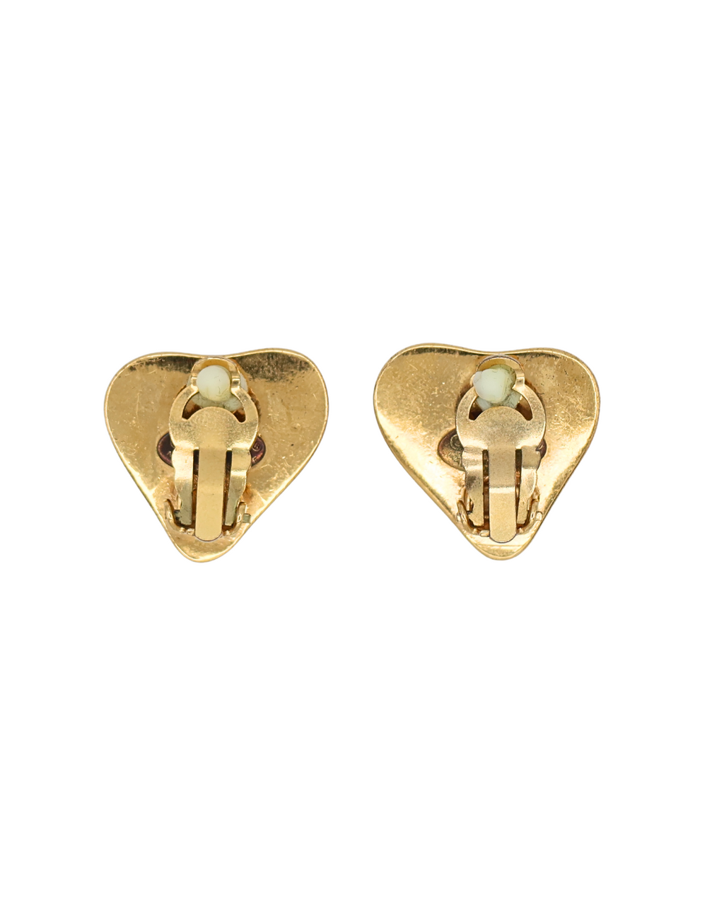 Chanel Vintage CC Gold Plated Heart Clip On Earrings