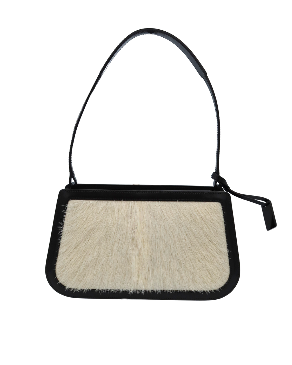 Celine Vintage Michael Kors Era Ivory Pony Hair and Black Leather Shoulder Bag
