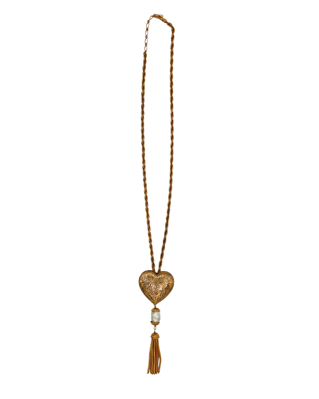 Yves Saint Laurent Vintage Gold-Tone Heart Necklace and Brooch