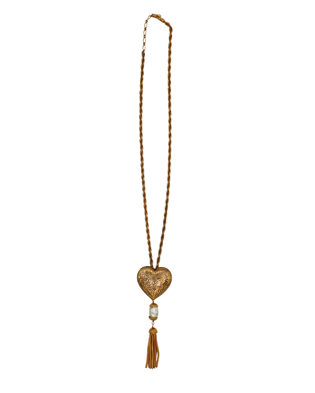 Yves Saint Laurent Vintage Gold-Tone Heart Necklace and Brooch