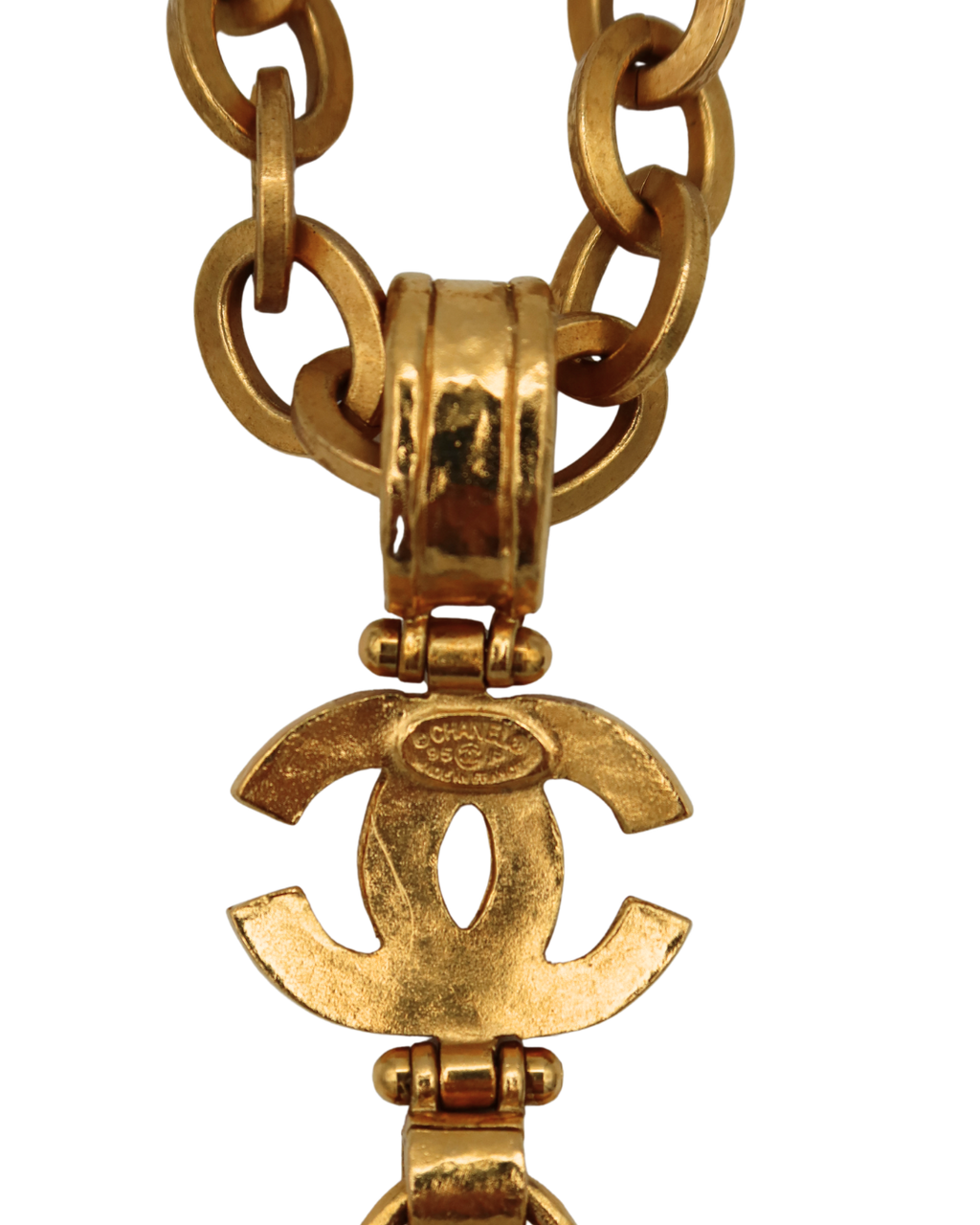 Chanel Gold Toned Glass Heart Necklace