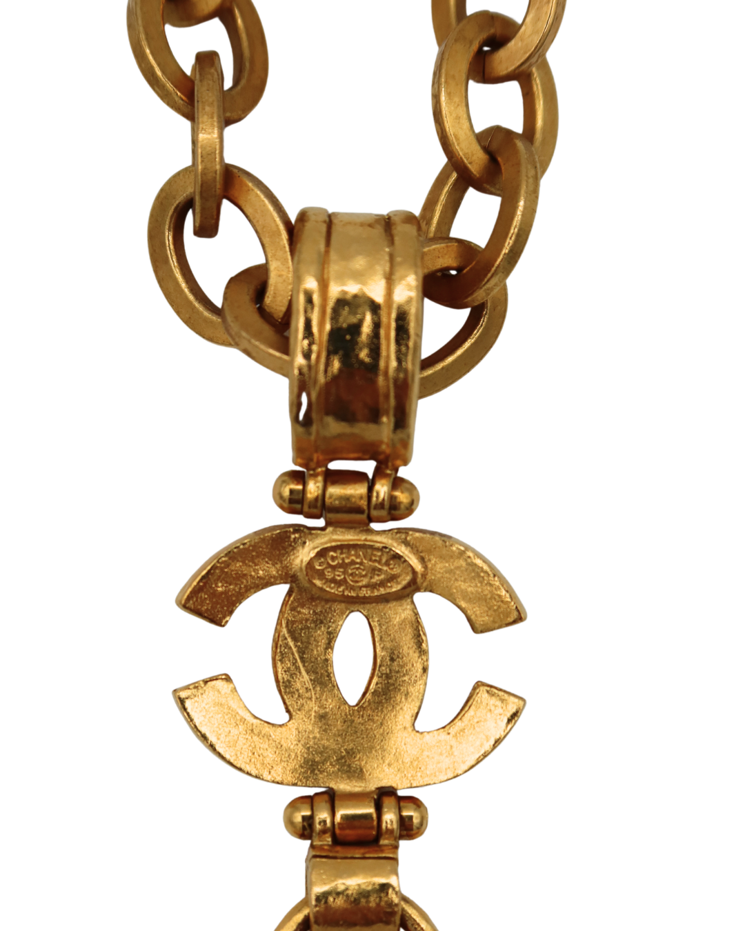 Chanel Gold Toned Glass Heart Necklace