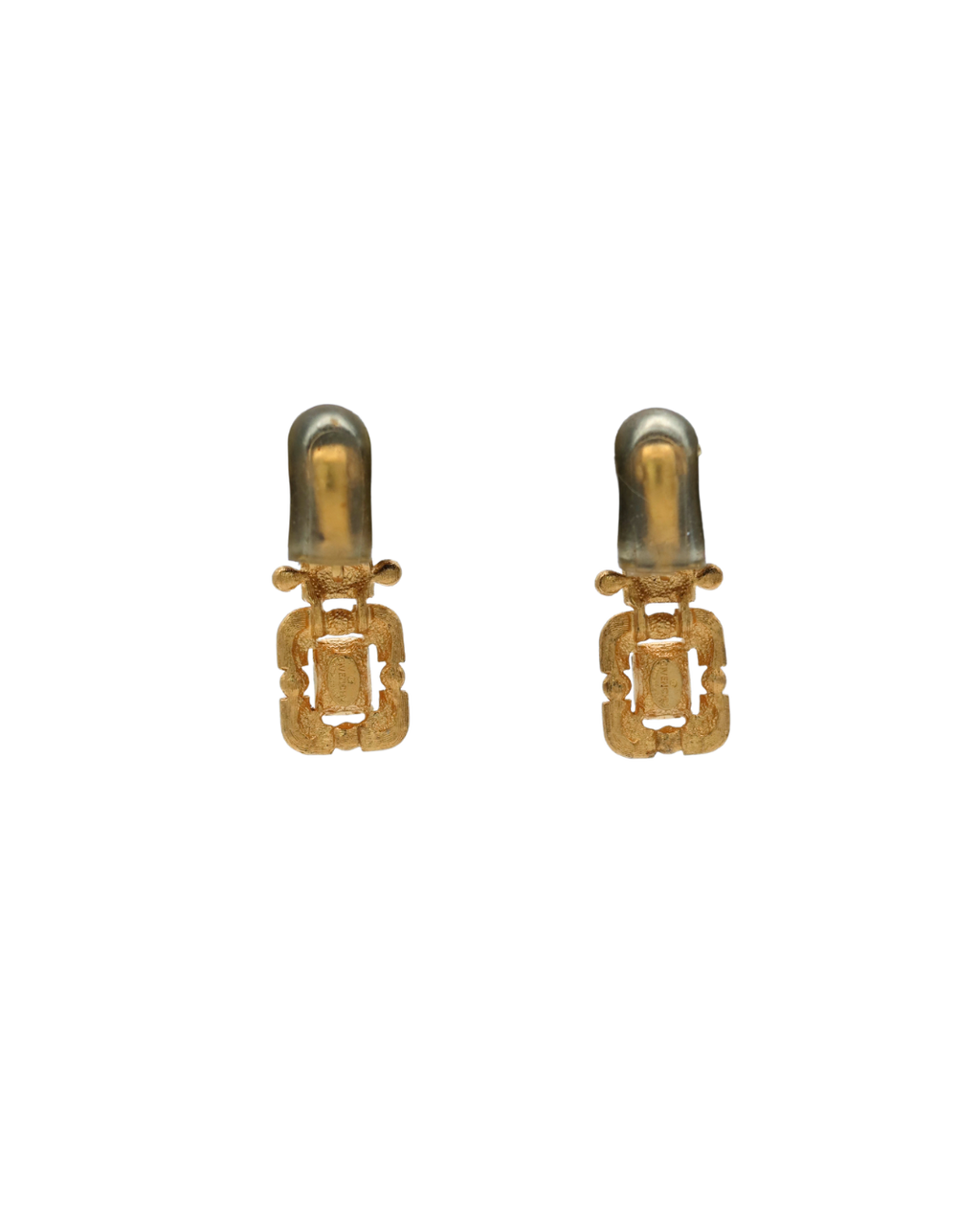 Nina Ricci Vintage Black Crystal Gold-Tone Drop Clip On Earrings