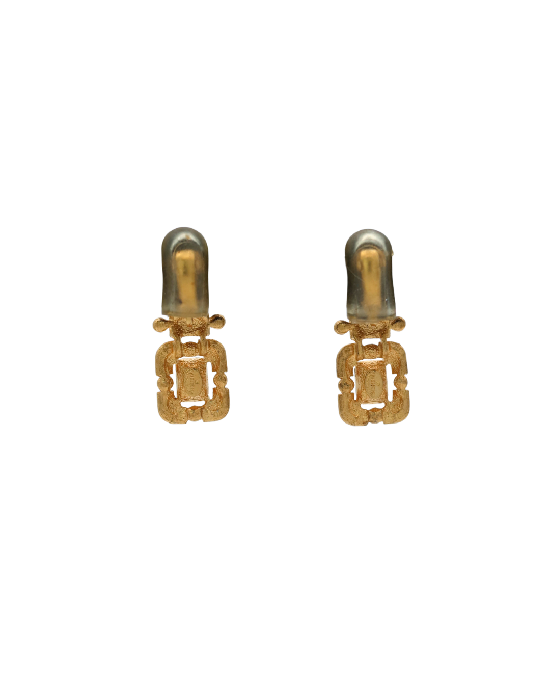 Nina Ricci Vintage Black Crystal Gold-Tone Drop Clip On Earrings