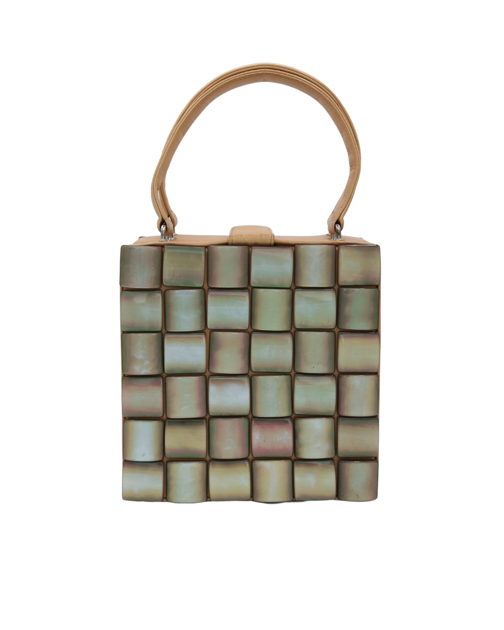Bottega Veneta Vintage Mother Of Pearl Leather Top Handle Bag