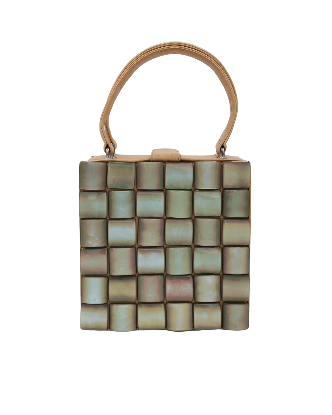 Bottega Veneta Vintage Mother Of Pearl Leather Top Handle Bag