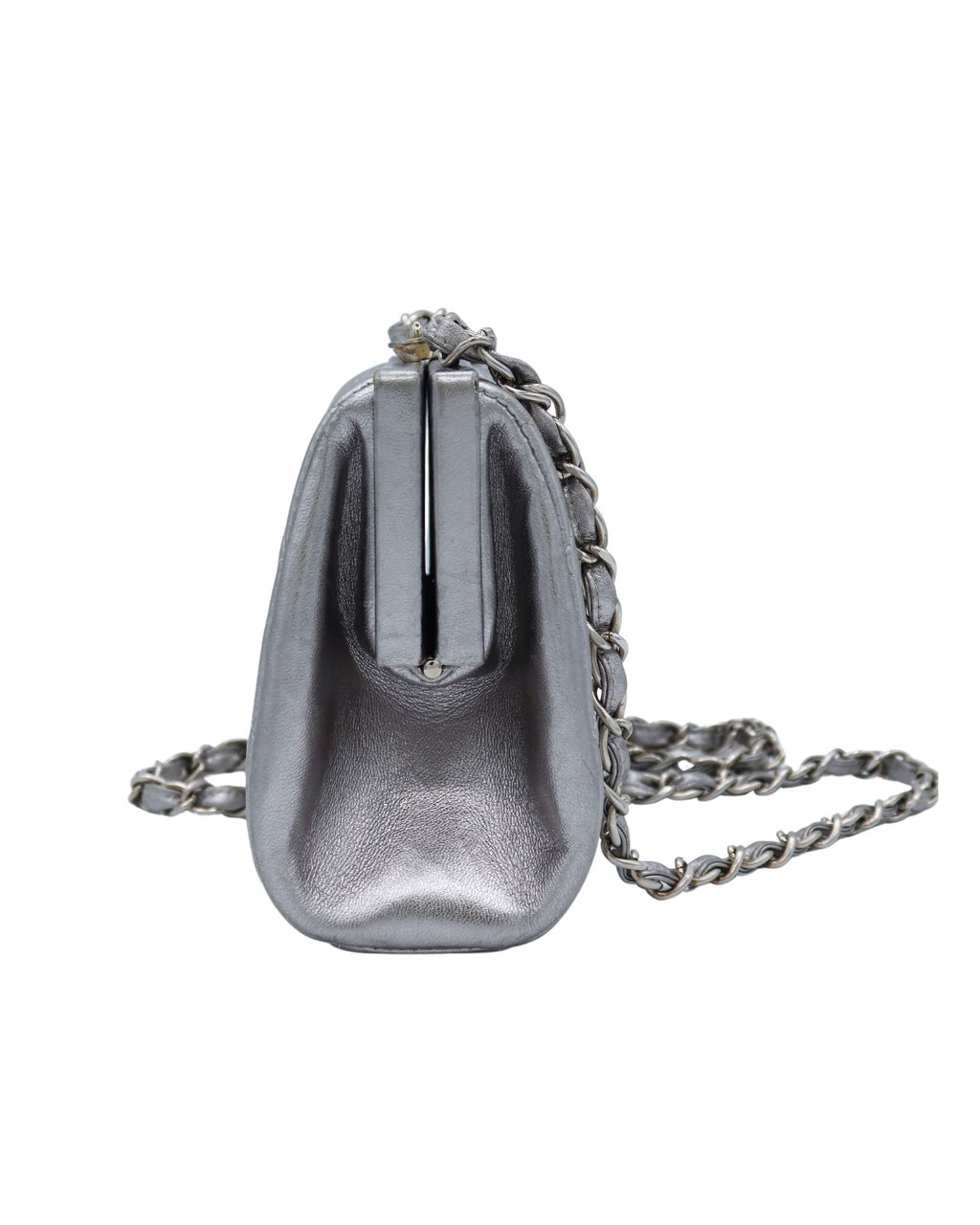 Chanel Silver Quilted Lambskin Chain Shoulder Bag 1996–1997