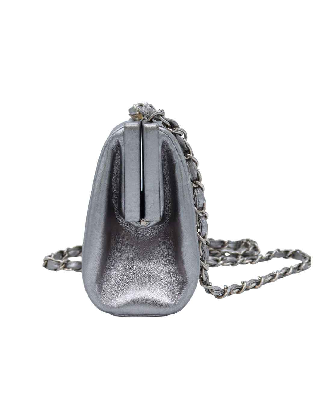 Chanel Silver Quilted Lambskin Chain Shoulder Bag 1996–1997