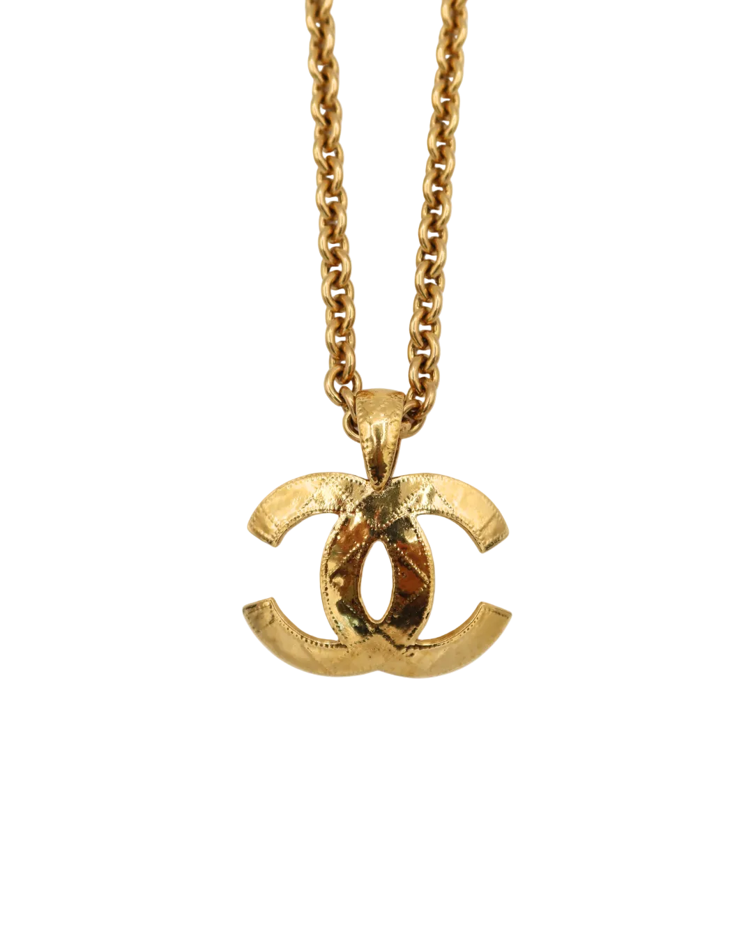 Chanel Vintage Oversized Quilted CC Pendant Necklace 1994