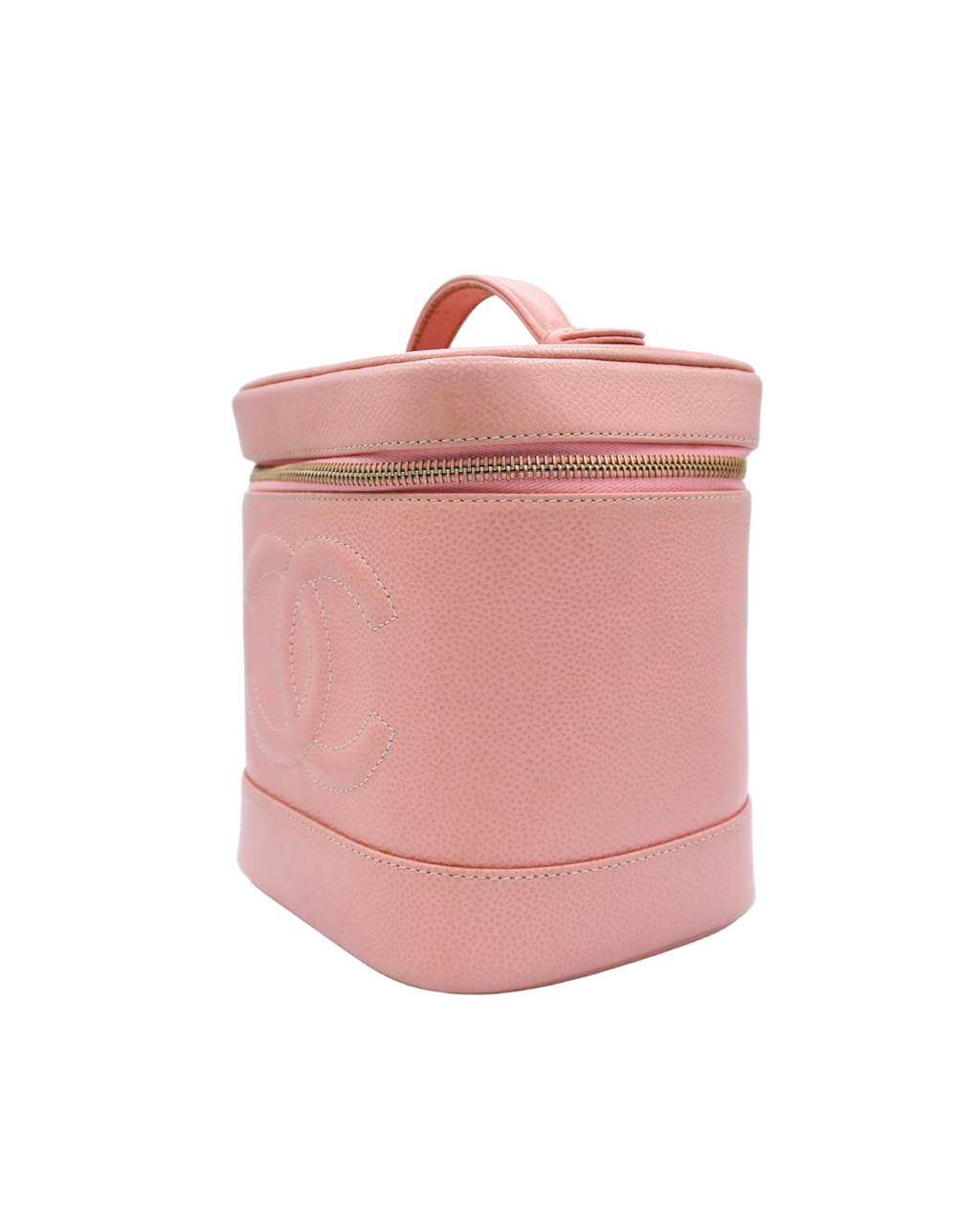 Chanel Pink Leather CC Mark Logo Vanity Bag