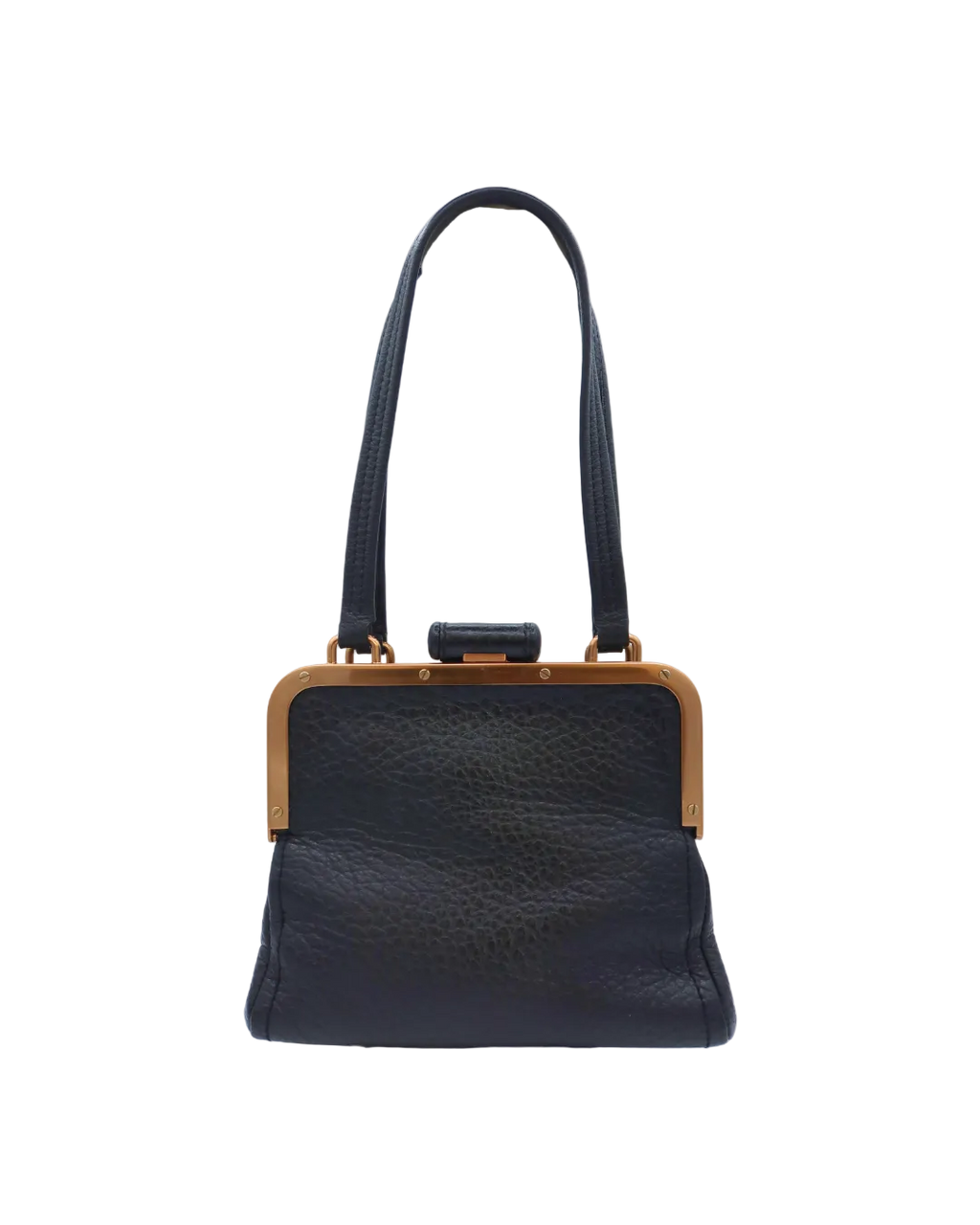 Prada Black Leather Frame Shoulder Bag