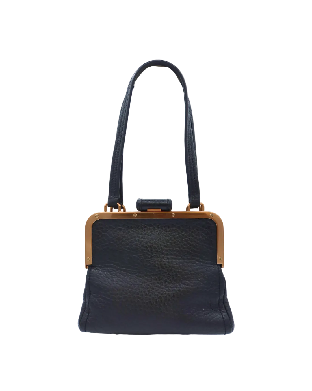 Prada Black Leather Frame Shoulder Bag