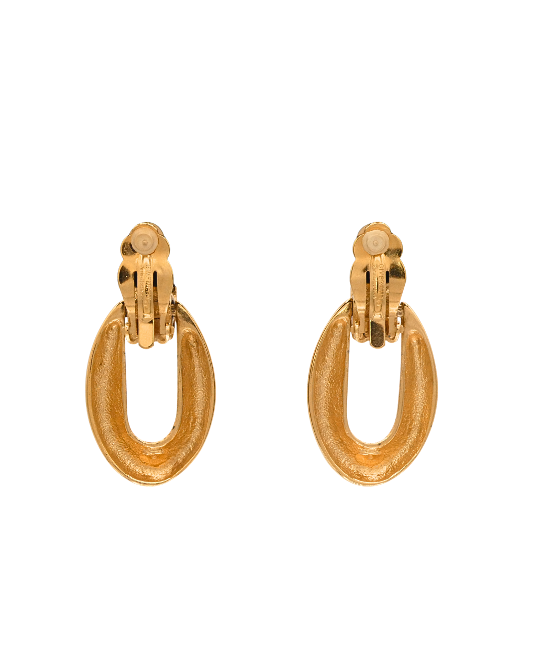Givenchy Vintage Gold Tone Oval Door Knocker Clip On Earrings