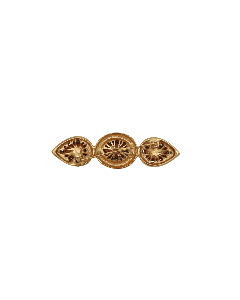 YSL Gold Toned Crystal Brooch