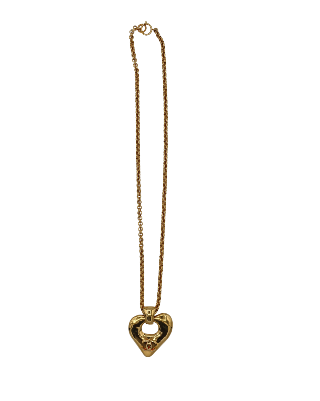 Chanel Vintage Gold-Tone CC Heart Pendant Necklace 1993 Spring