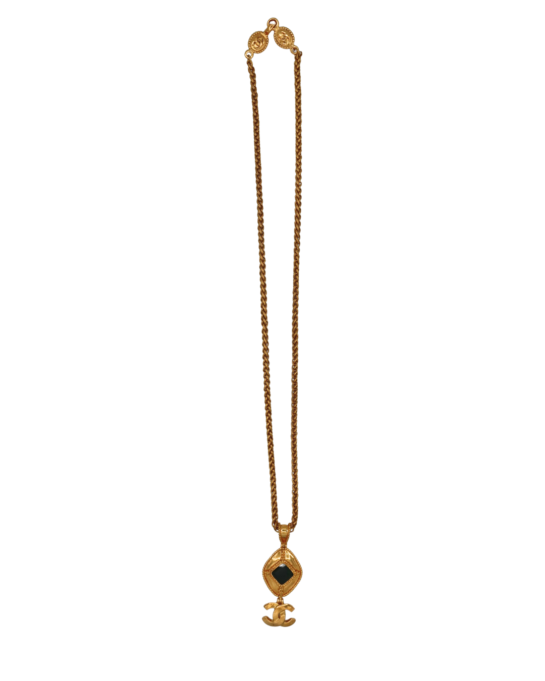 Chanel Rare Emerald Green Gripoix Stone Long Pendant Necklace 96A