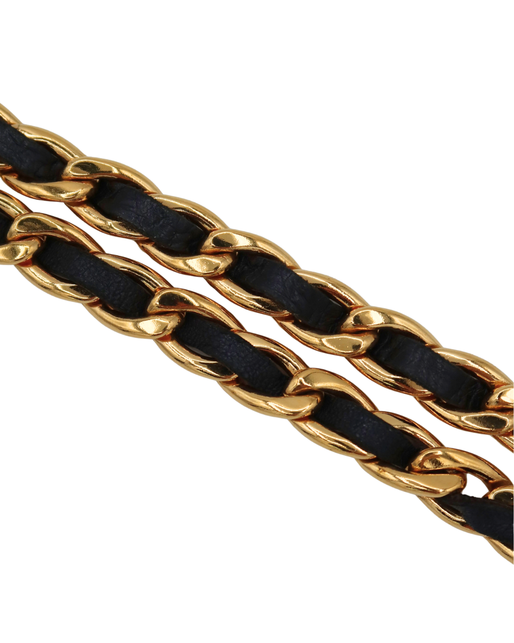 Chanel Black Leather & Gold-Tone CC Medallion Chain Belt