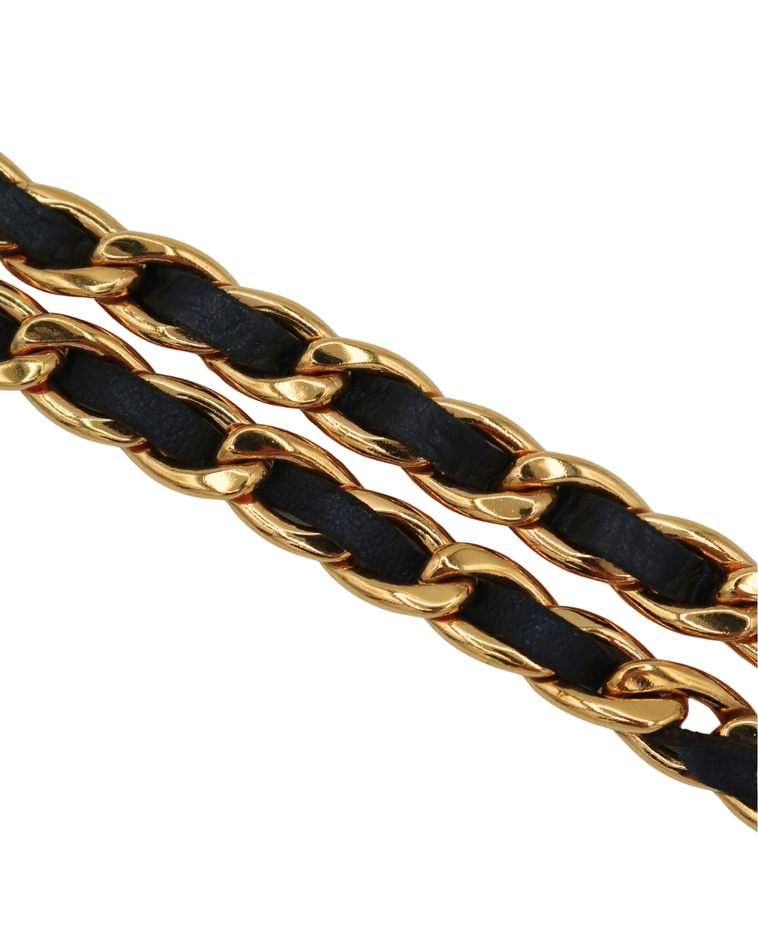 Chanel Black Leather & Gold-Tone CC Medallion Chain Belt