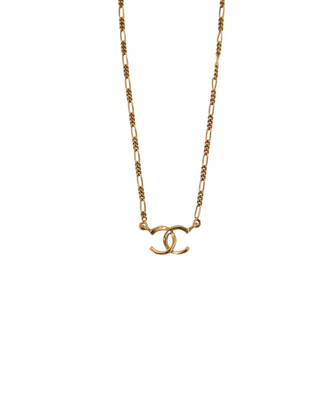 Chanel Vintage 1980s CC Logo Pendant Necklace with Thin Chain
