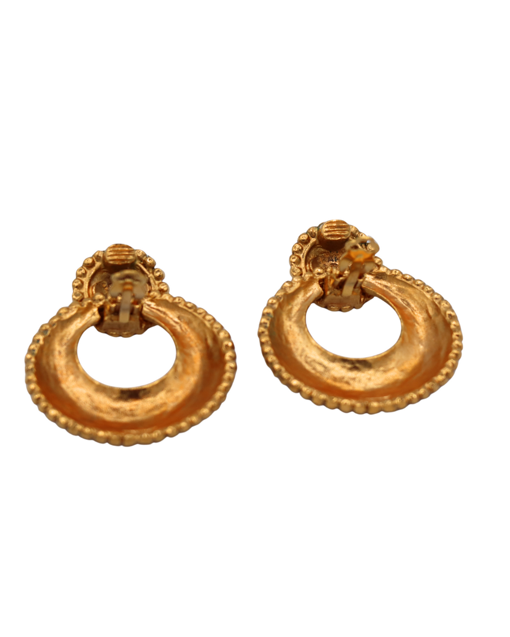 Chanel Vintage Door Knocker Clip On Gold Plated Earrings