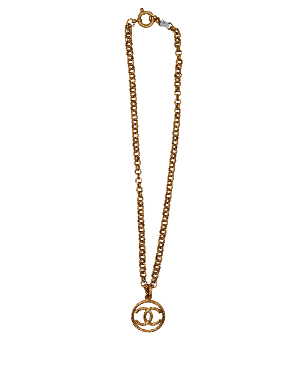 Chanel Vintage CC Logo Circle Pendant Gold-Tone Chain Necklace 93P
