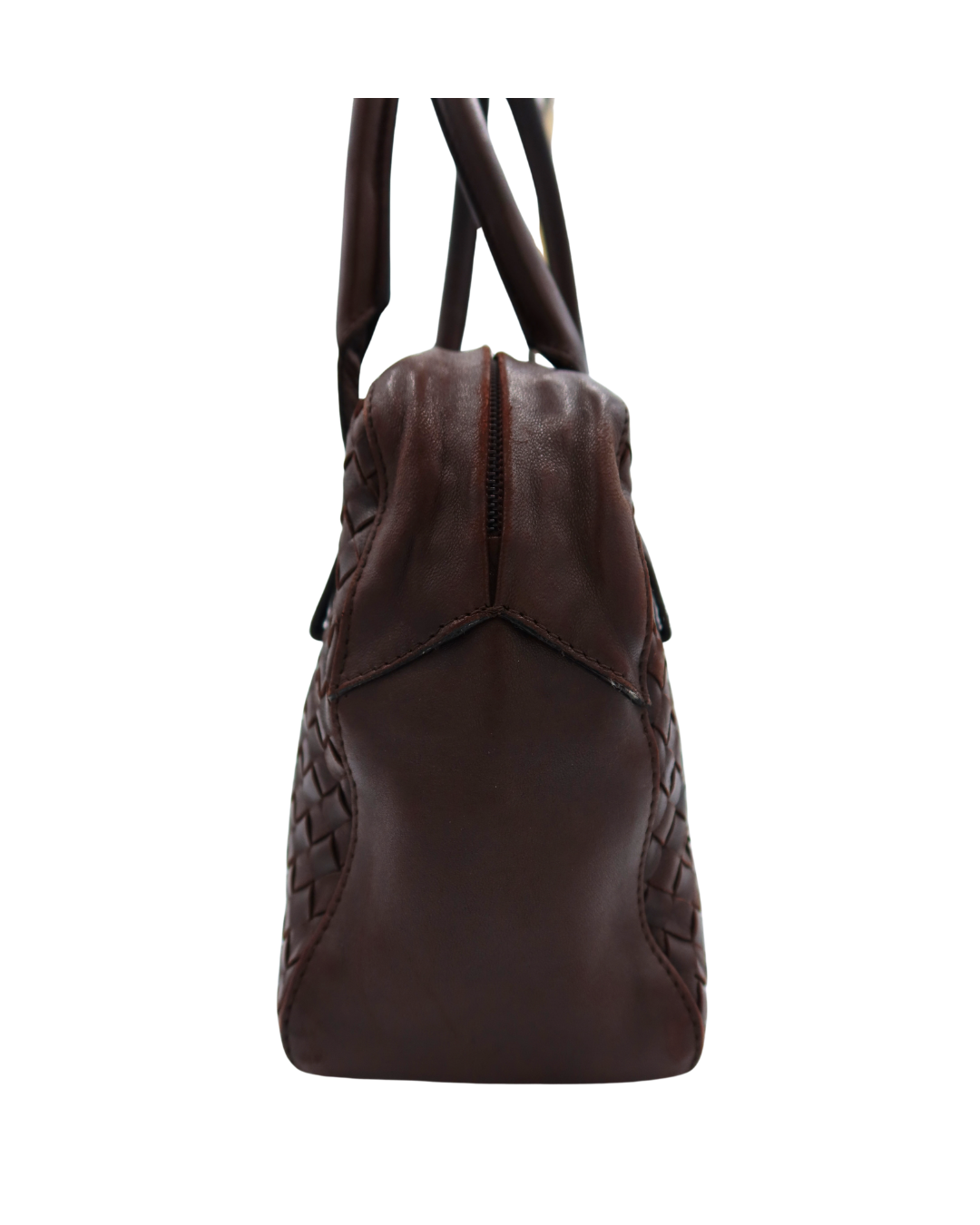 Bottega Veneta Brown Intrecciato Hand Bag with Crossbody Strap