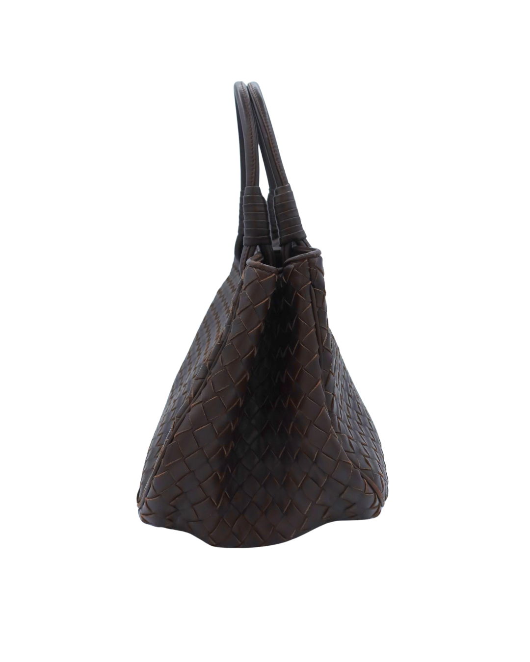 Bottega Veneta Brown Intrecciato Leather Top Handle Bag