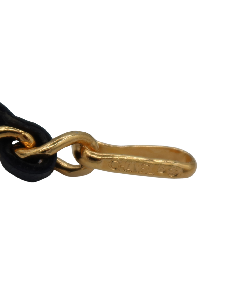Chanel Vintage Black Leather and Gold-Tone Chain Belt