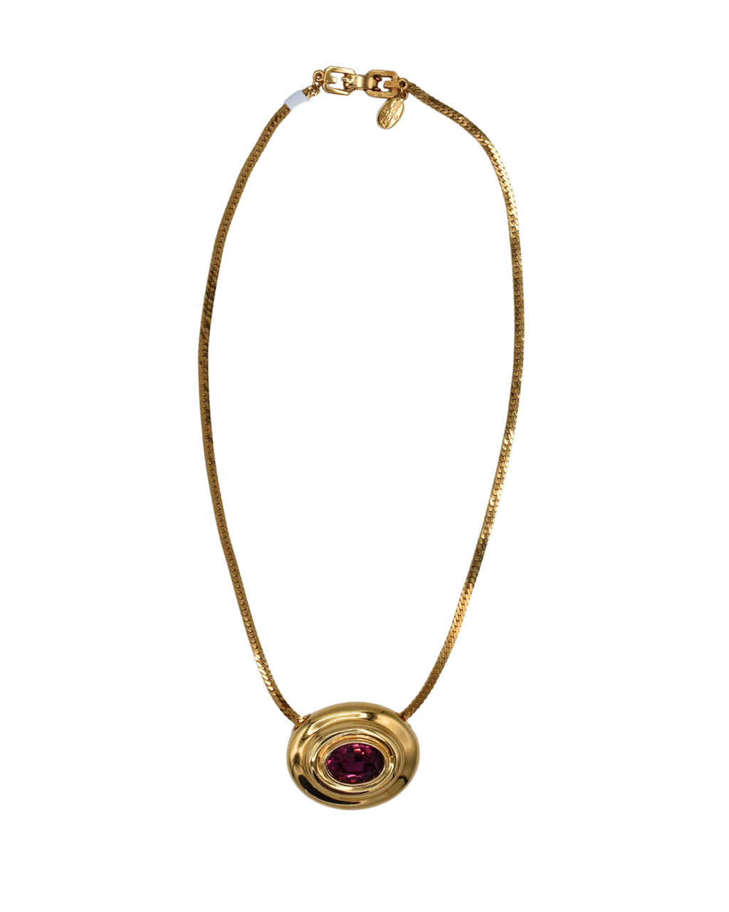 Givenchy Vintage Amethyst Gold-Plated Oval Pendant Necklace 1981