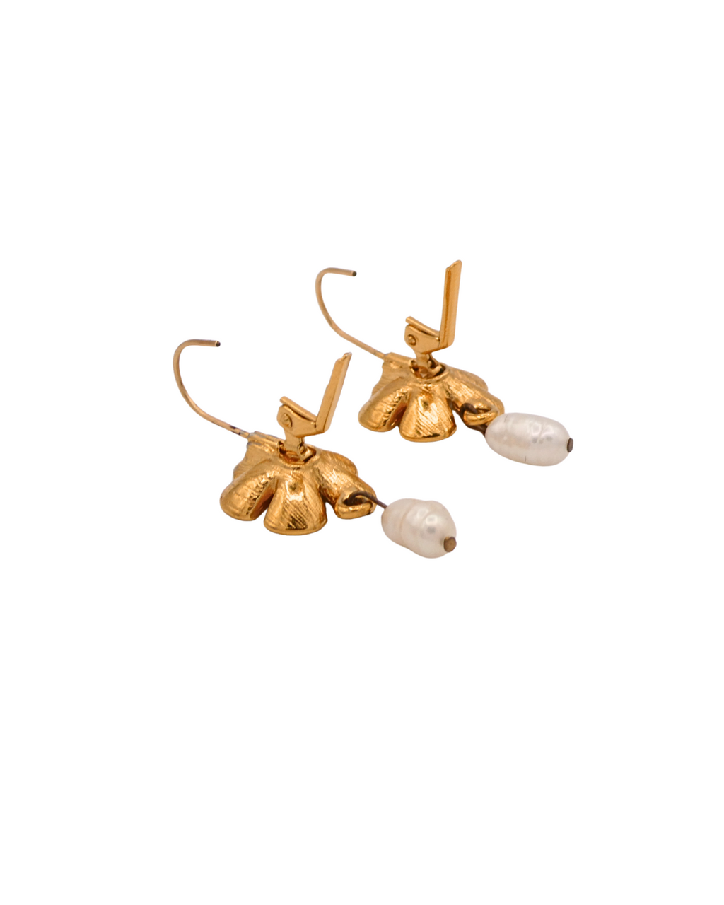 Givenchy Flower Earrings with Pave Crystal and Pearl