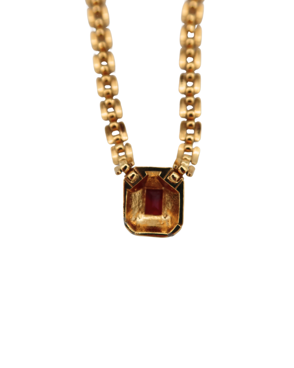 Nina Ricci Vintage Gold-Tone Red Stone Pendant Necklace