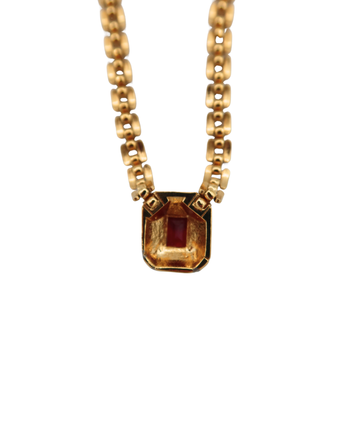 Nina Ricci Vintage Gold-Tone Red Stone Pendant Necklace