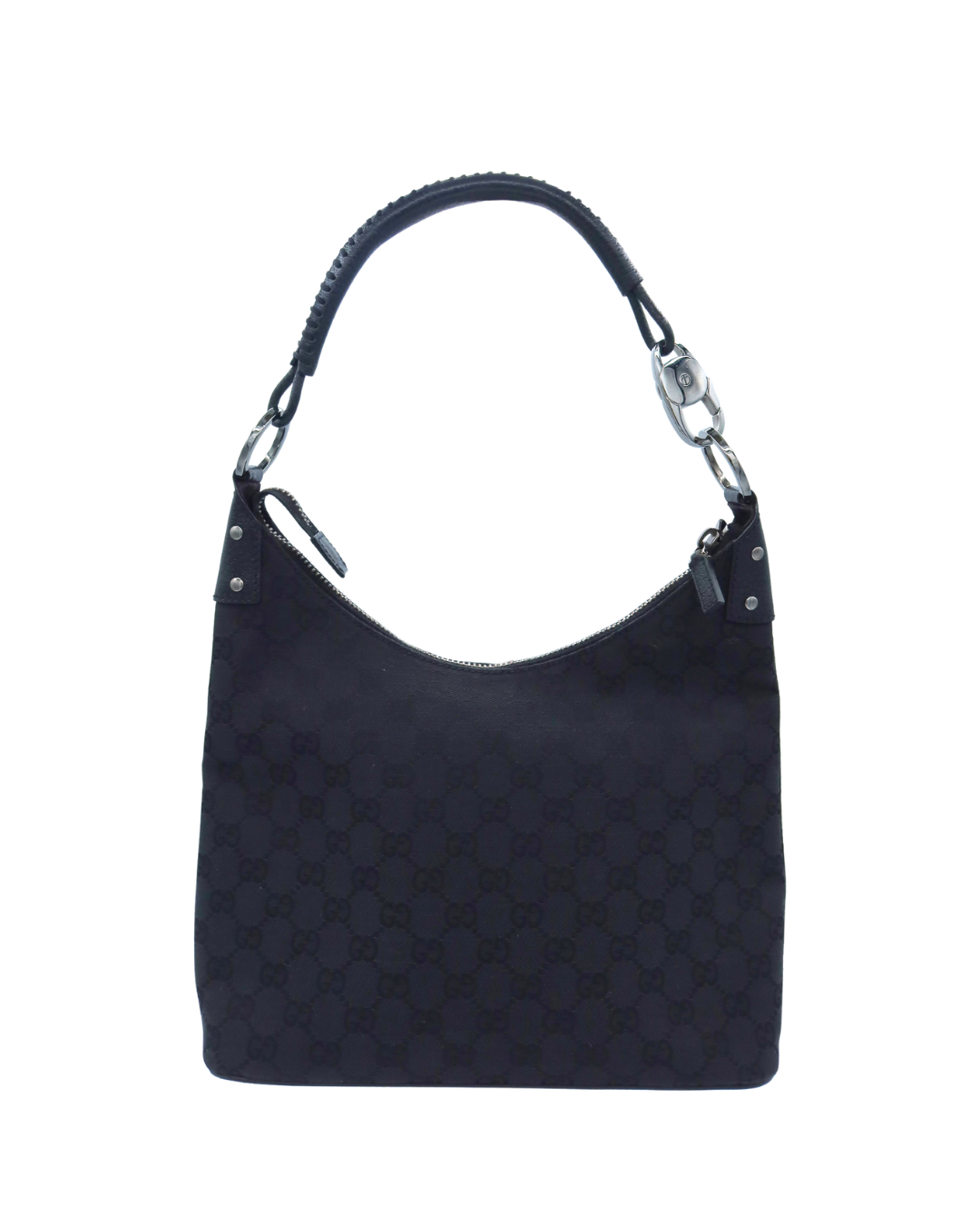 Gucci Vintage GG Black Canvas Shoulder Bag