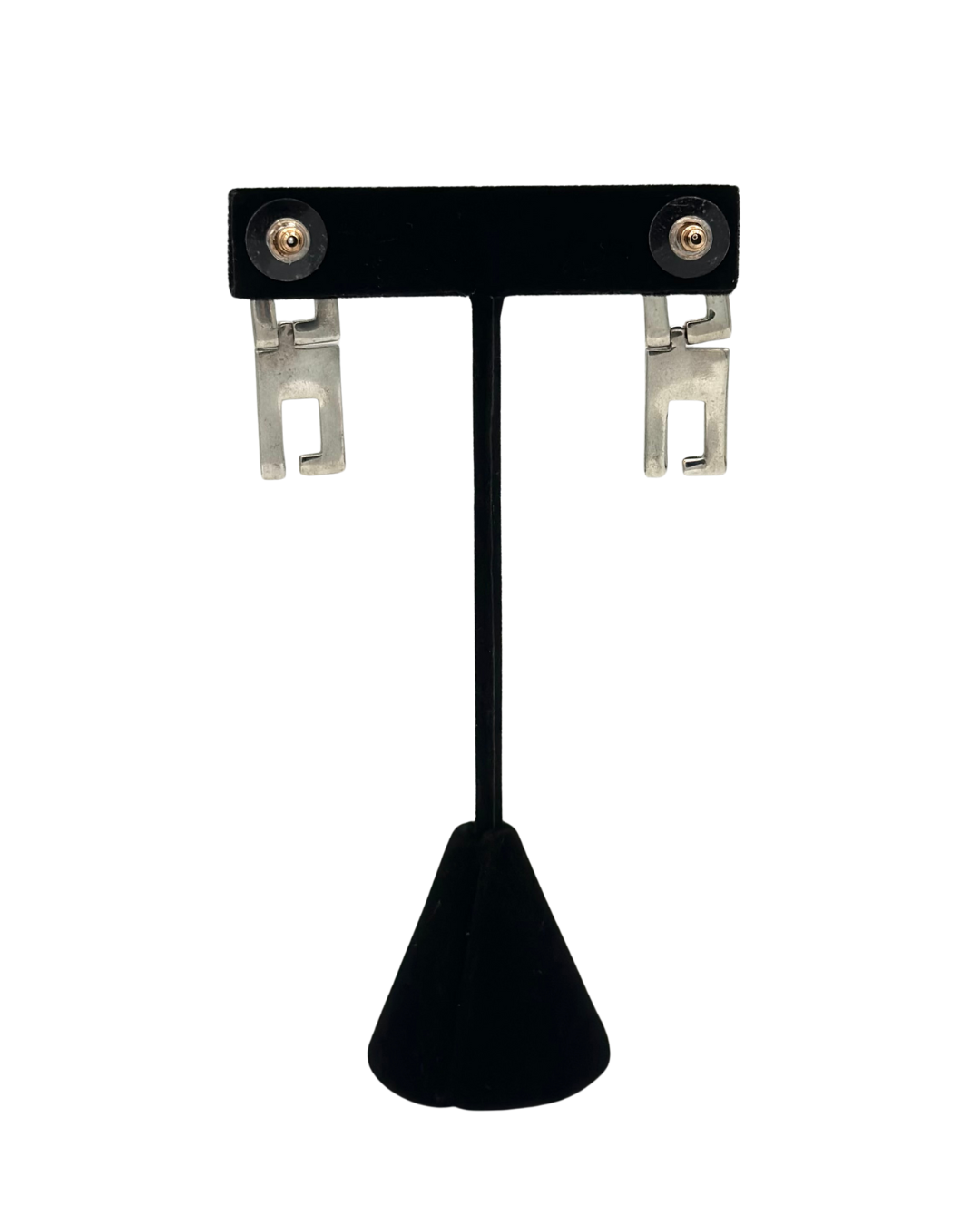 Gucci Vintage Double G Logo Engraved Silver Earrings