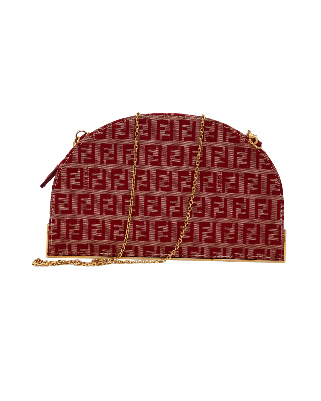Fendi Vintage Red Zucca Chain Shoulder Bag