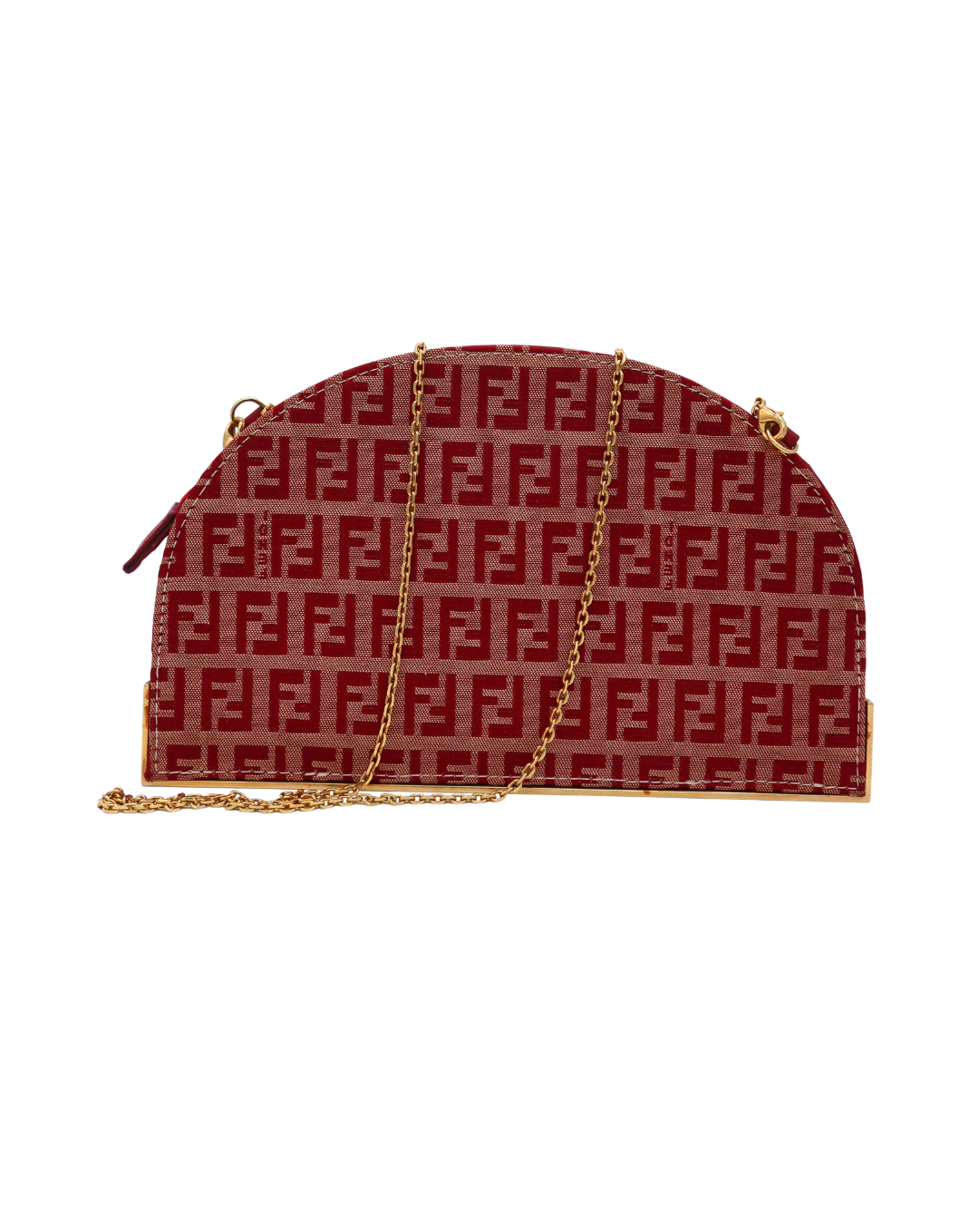 Fendi Vintage Red Zucca Chain Shoulder Bag