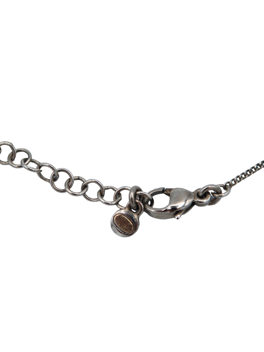 Chanel Vintage Silver-Tone Quilted CC Logo Pendant Necklace 2001 Fall