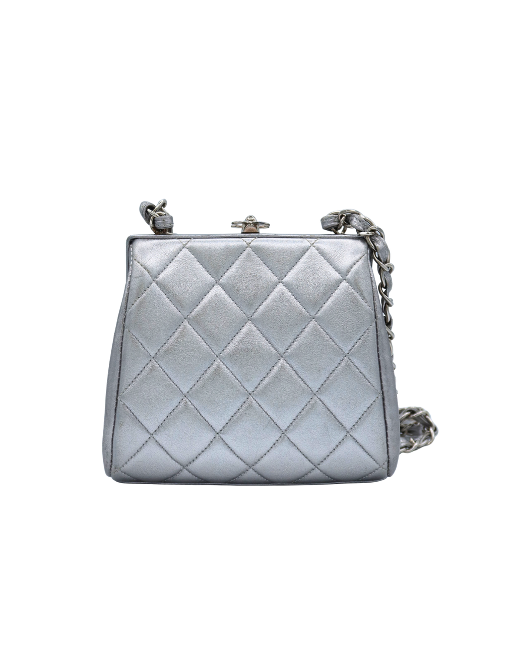 Chanel Silver Quilted Lambskin Chain Shoulder Bag 1996–1997