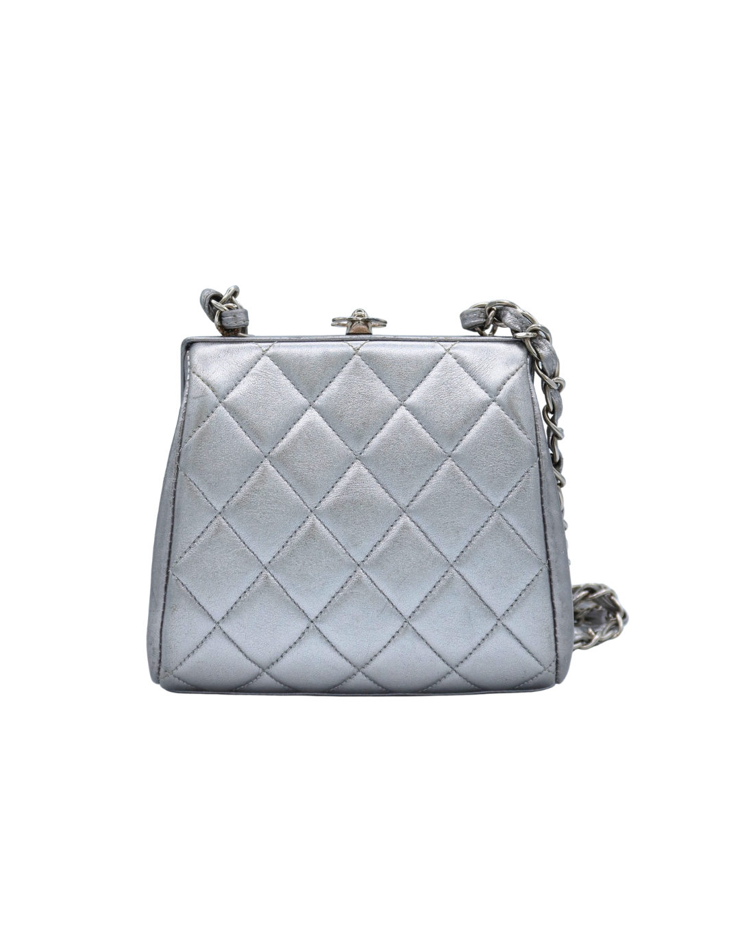 Chanel Silver Quilted Lambskin Chain Shoulder Bag 1996–1997