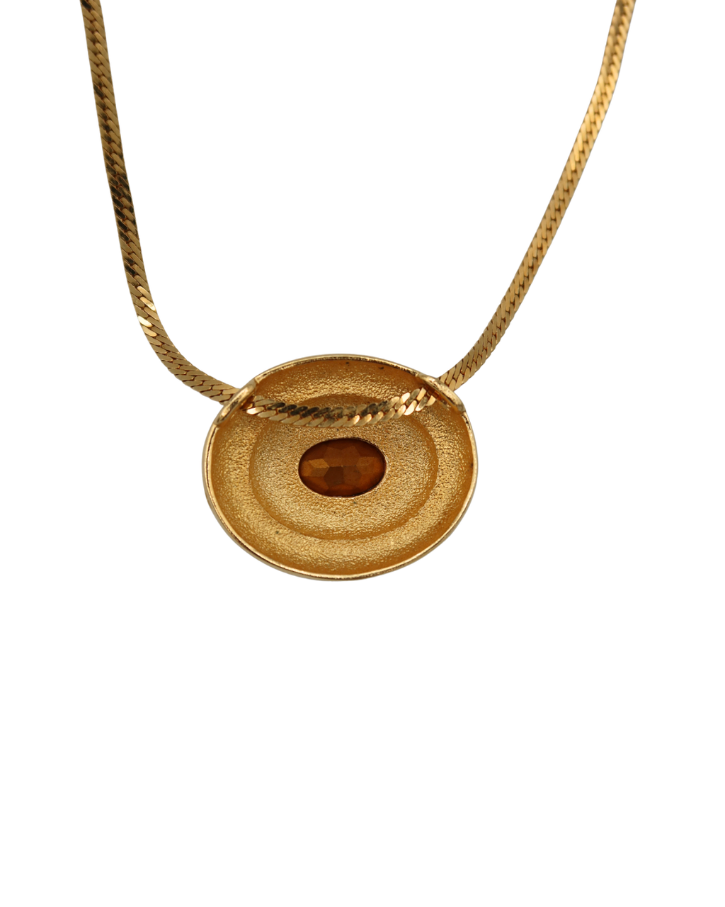 Givenchy Vintage Amethyst Gold-Plated Oval Pendant Necklace 1981