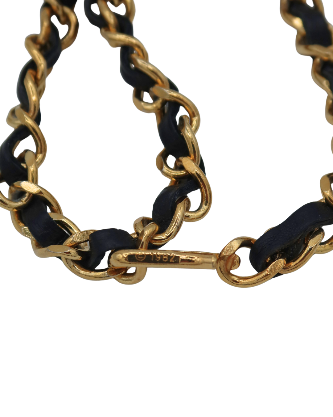 Chanel Black Leather Chain Belt with Coco Mark Medallion