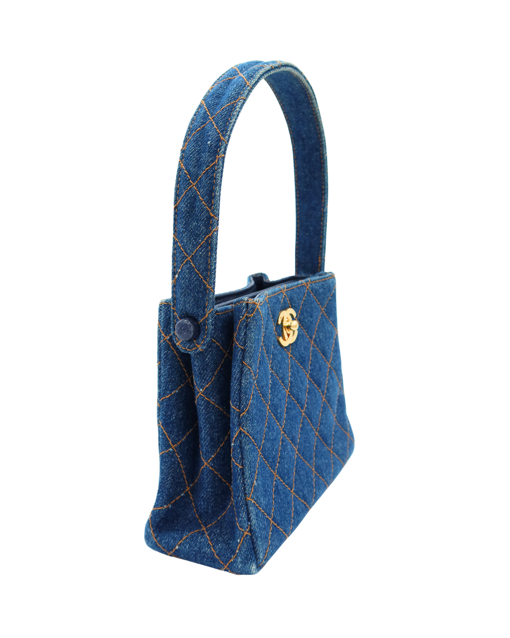 Chanel Vintage Blue Denim Matelassé Double Sided Mini Hand Bag