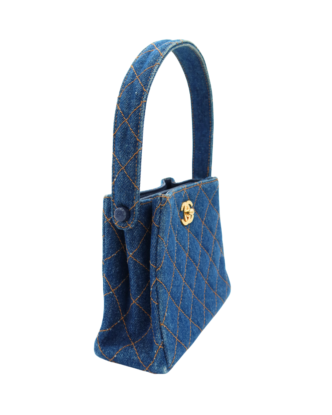 Chanel Vintage Blue Denim Matelassé Double Sided Mini Hand Bag