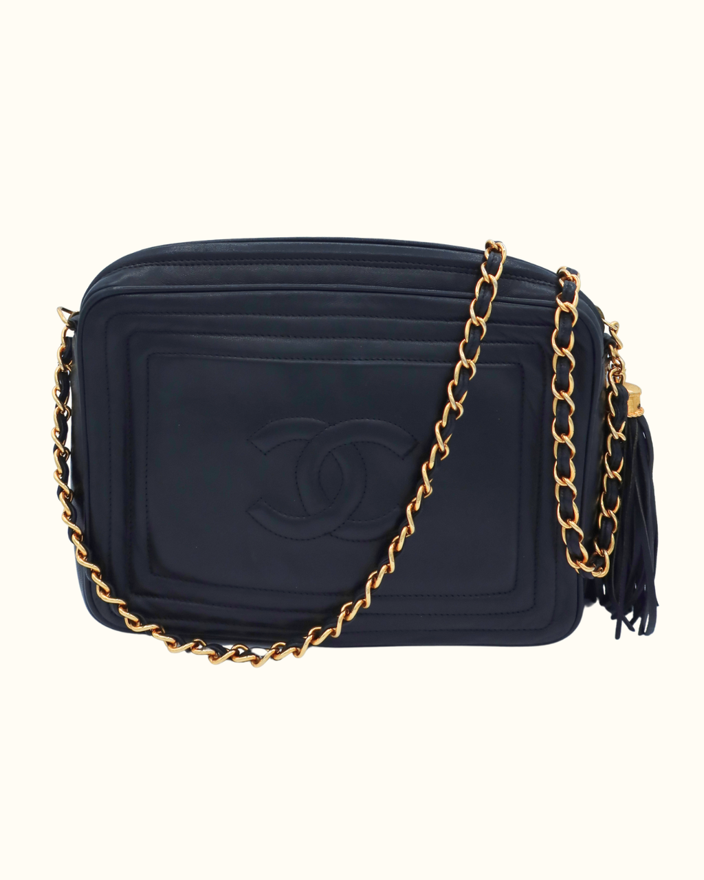 Chanel Coco Mark Lamb Fringe Chain Shoulder Bag