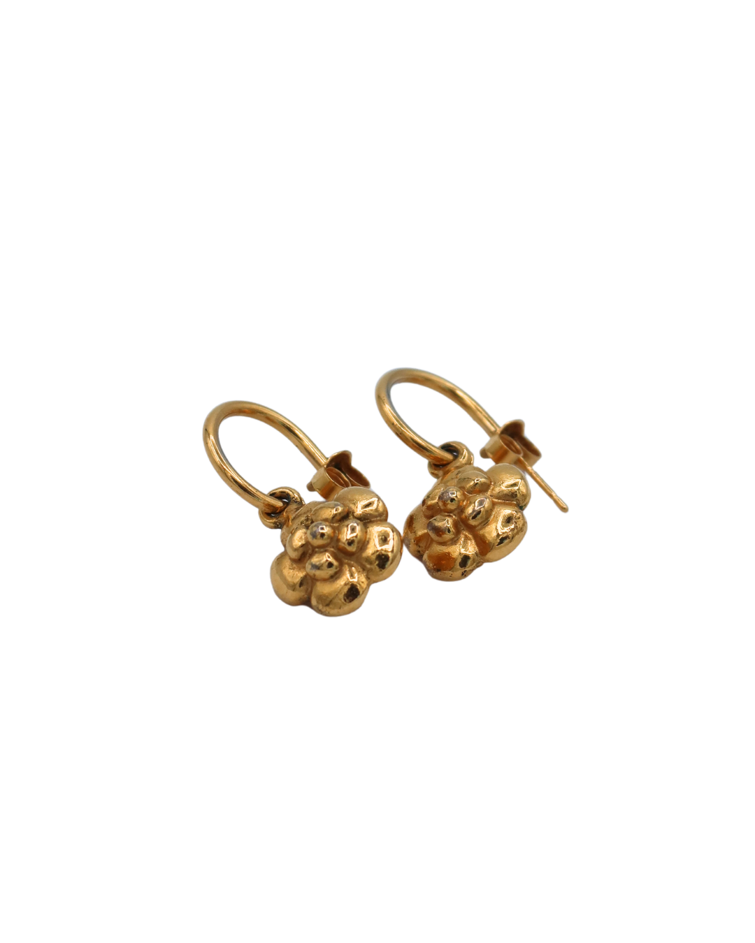 Chanel Vintage Camellia Dainty Gold Plated Flower Earrings