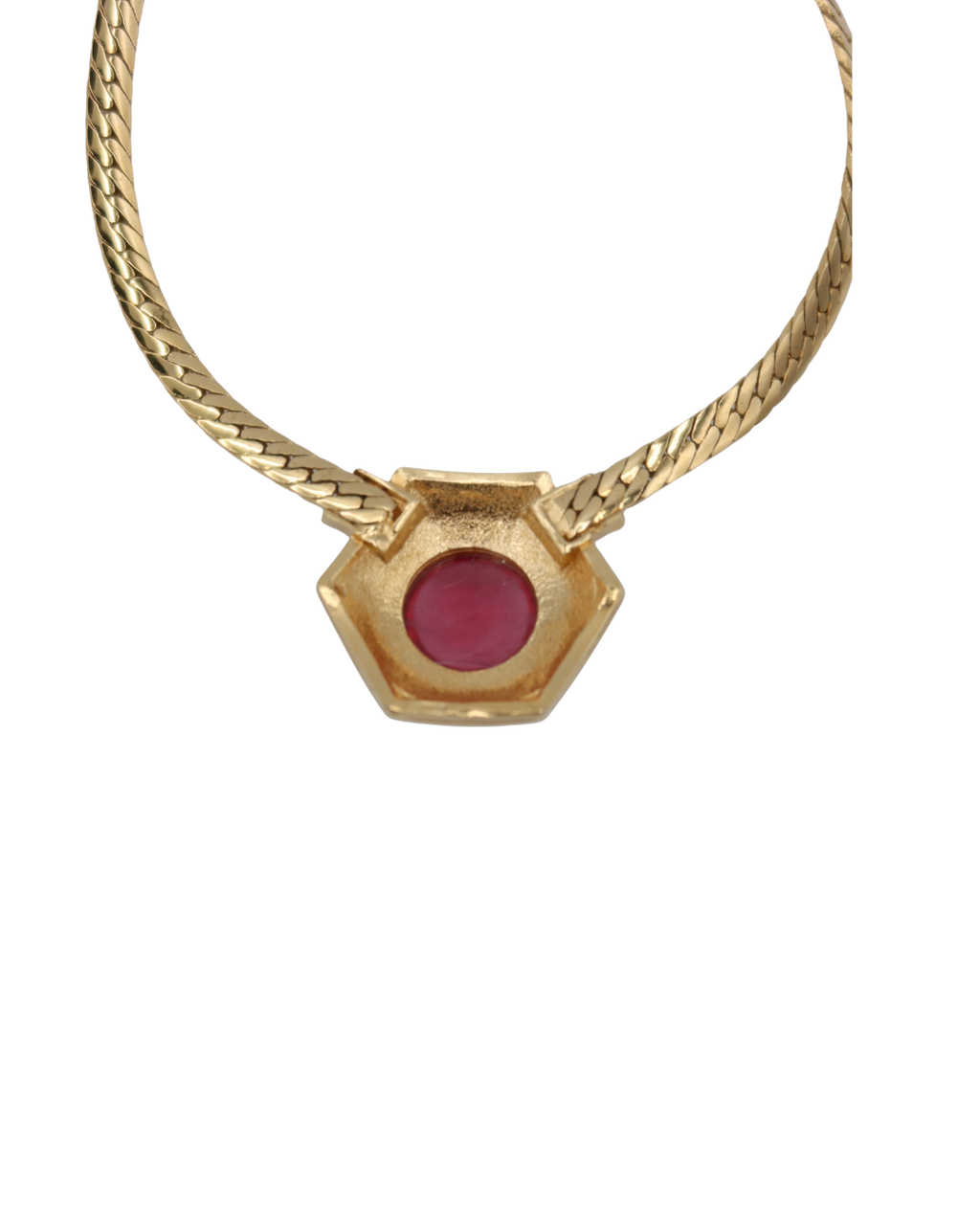 Nina Ricci Vintage Gold-Tone Pink Stone & Crystal Pendant Necklace