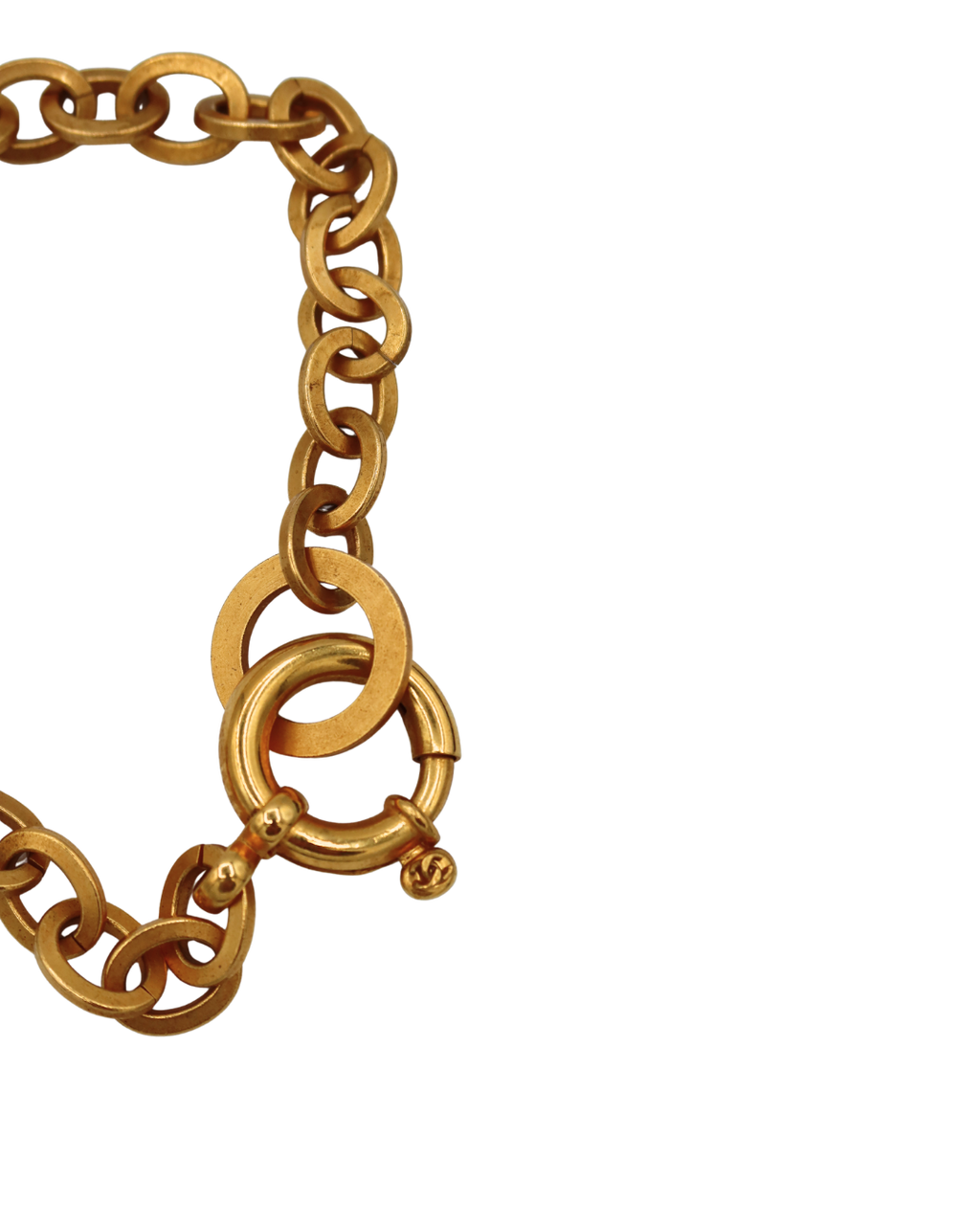 Chanel Gold Toned Glass Heart Necklace