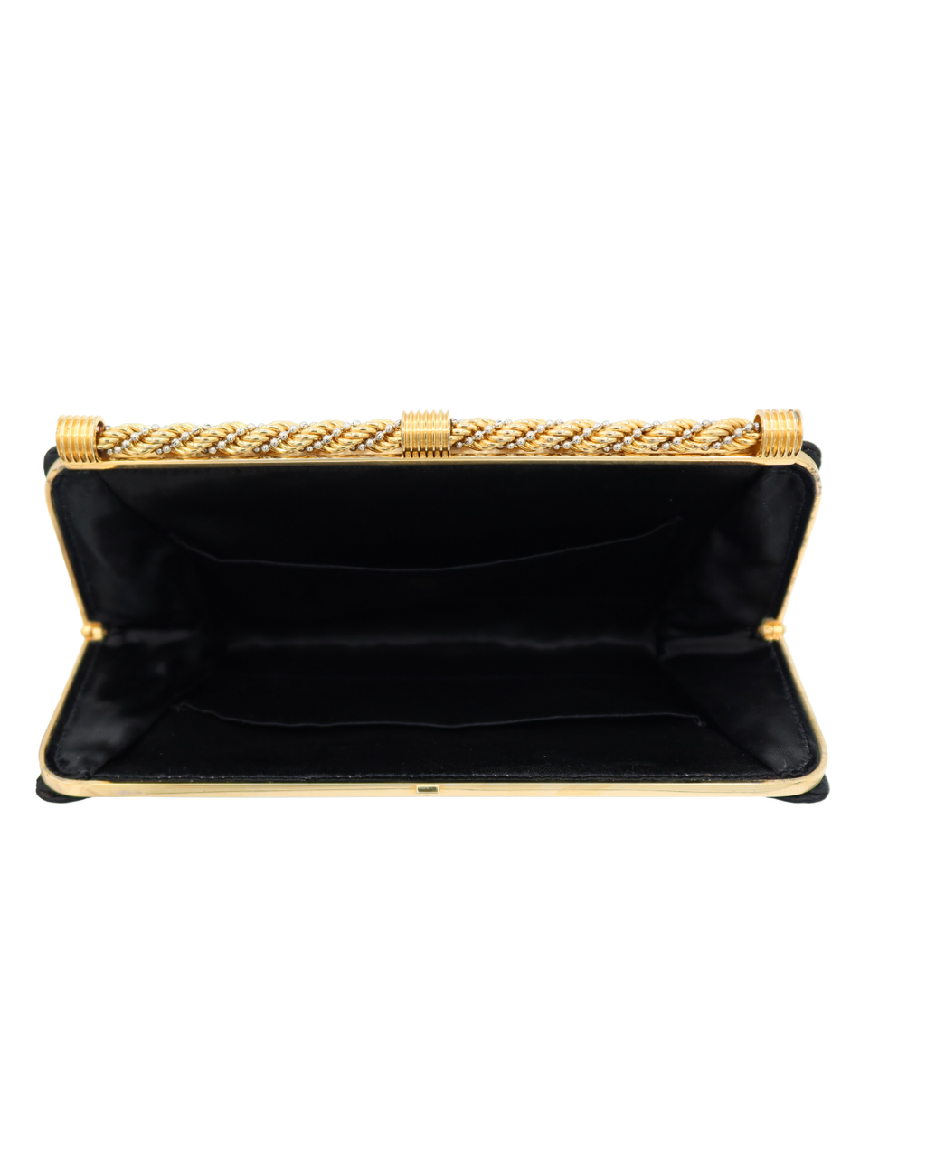 Gucci Vintage Satin Black and Gold Clutch